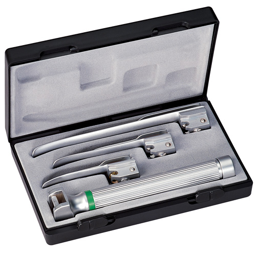 Jeu De Laryngoscopes à Fibre Optique - 1 Poignée C + 3 Lames Miller | Petite Adulte | Anesthésie | Neuf